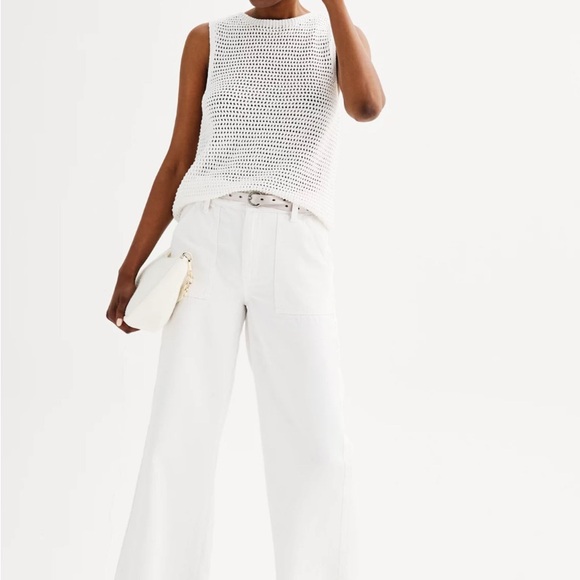 Elie Tahari Tops - Elie Tahari White Crochet Sleeveless Sweater Small Sequin Knit Summer Top